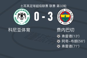 开云入口-费内巴切3-0大胜科尼亚体育，弗雷德双响，阿奇-布朗破门